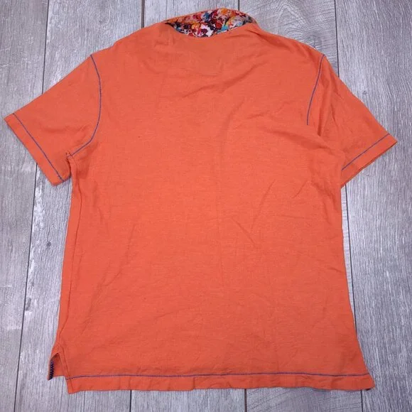 Robert Graham Mens Polo Shirt Size Large Classic Fit Orange Cotton Short Sleeve - Picture 2 of 6